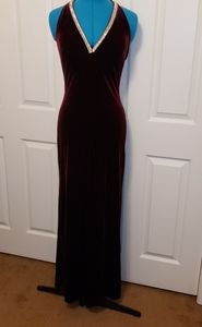 JS Collection Rhinestone Halter Velvet Gown